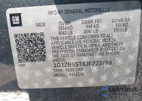 2018 Chevrolet Malibu 1Ls from USA, damaged, VIN 1G1ZB5ST6JF223799